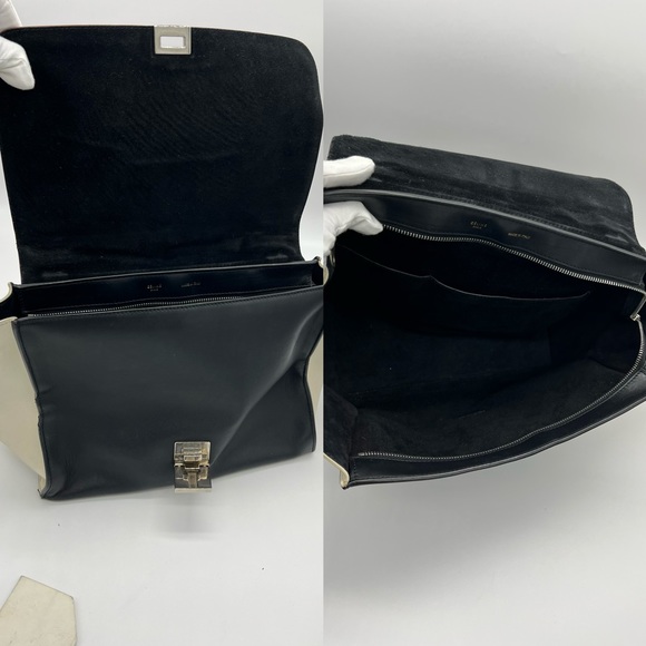 Authentic Celine tricolours Calfskin leather medium Trapeze handbag - Picture 11 of 16